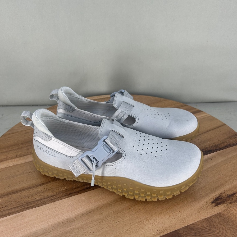 Merrell Barefoot Wrap Mary Jane Shoes Womens Size 6 Gray Leather